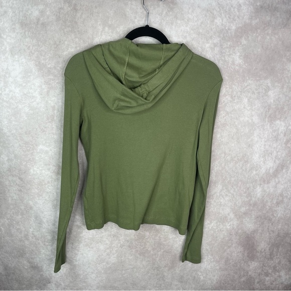 ATM Anthony Thomas Melillo Ribbed Hoodie Top In Olive Green Women's Size XS - Picture 3 of 6